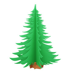 3D rendering flat design Christmas tree isolated on transparent background 1