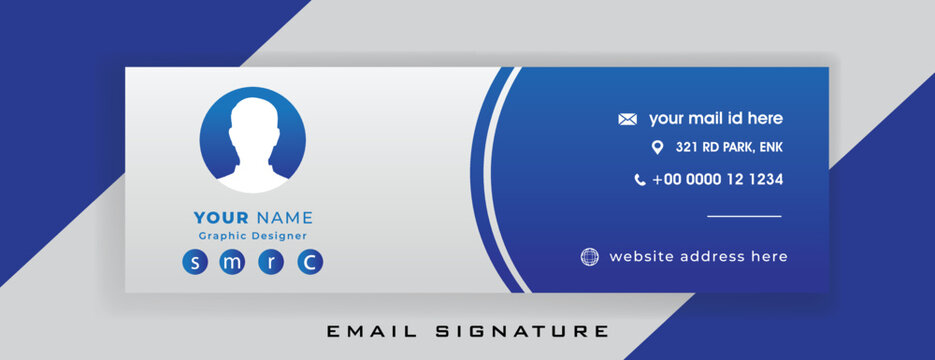 Silver and blue Email signature card template 