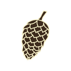 Hand drawn Christmas pine cone isolated on white background. Decorative doodle sketch illustration. Vector element.