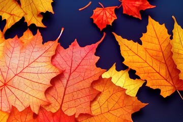 Naklejka na ściany i meble Autumn leaves maple autumn background. High quality illustration