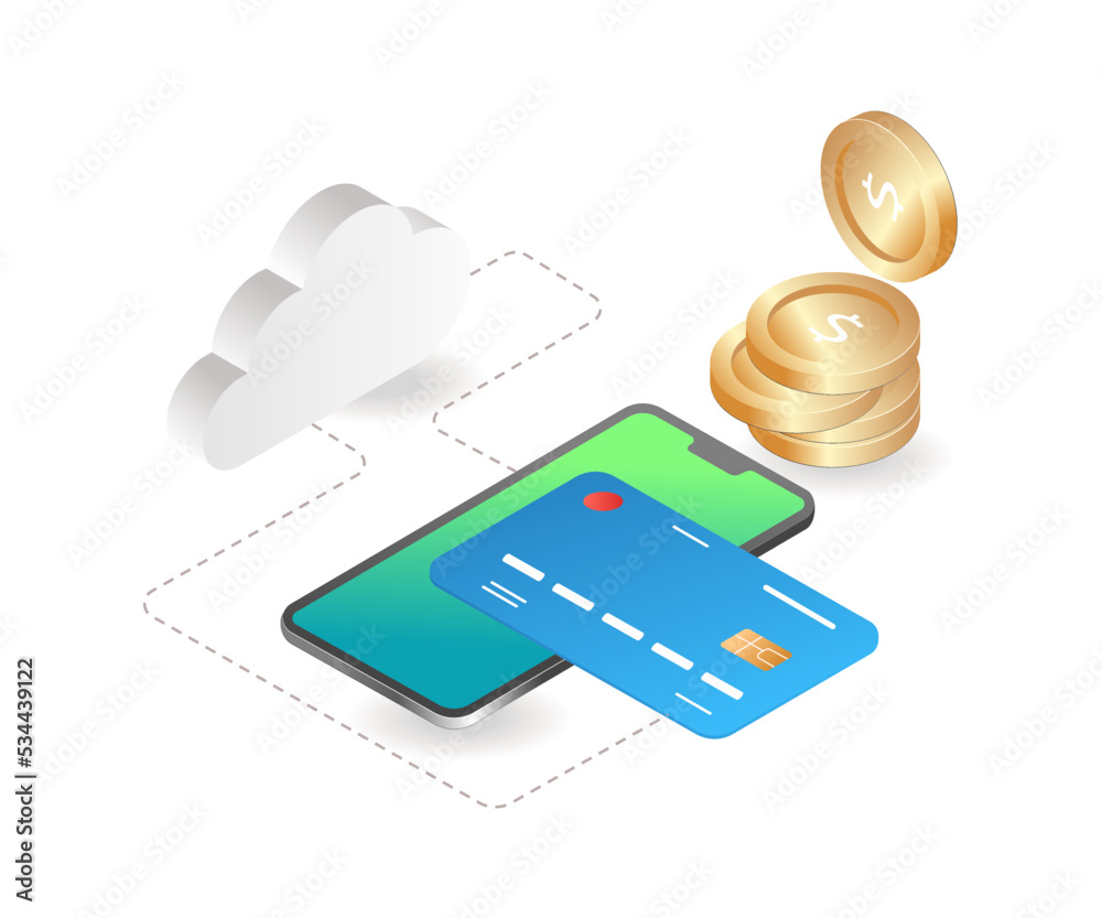 Wall mural cloud server network atm card