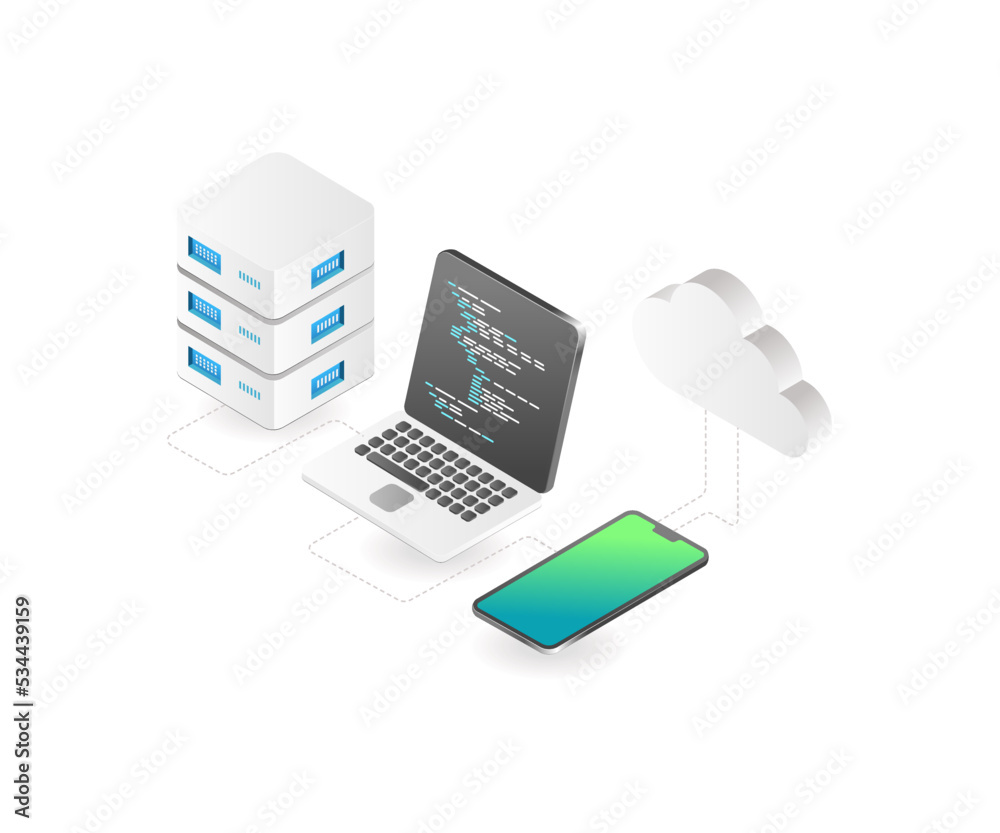 Fototapete cloud server program language computer