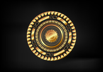 Golden circle ornament vector