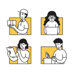 simple modern online store shipment illustration set