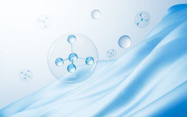 Molecular structure and cloth material background, 3d rendering.