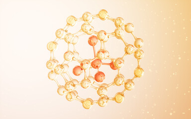 Spherical molecular structure, biotechnology concept, 3d rendering.