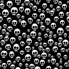 skulls on black, seamless background