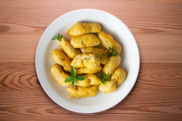 Breaded artichokes cover. Typical Spanish vegan tapas.