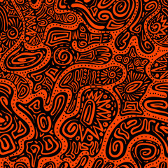 Decorative doodle seamless pattern with ornamental ethnic style