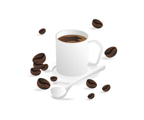 One cup of coffee with beans