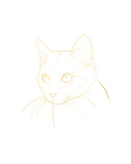 Cat Line Drawing Print, Minimalist Wall Art, Multiple Sizes, Digital Download, Cat Line Art, Printable Wall Art, Cat Lover Gift, Cat Line Drawing, Custom Pet Portrait, One Line Drawing, Gold line