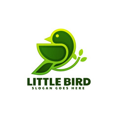 Vector Logo Illustration Little Bird Gradient Colorful Style
