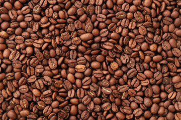 Coffee in beans macro. Background of coffee texture.Coffee beans texture. Food background