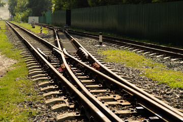 Obraz premium Photo railway rails going into perspective background