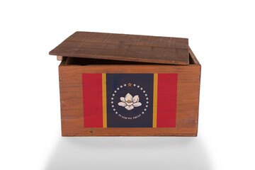 Wooden box with the flag of Mississippi