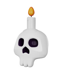3d rendering of skull candle halloween icon