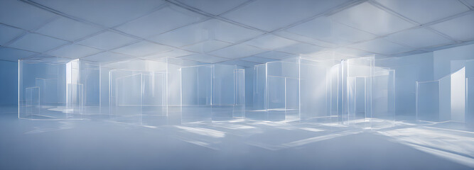White Futuristic empty room. Empty space. Abstract background. Banner size