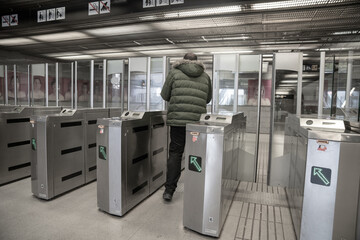 metro entrance door with ticket