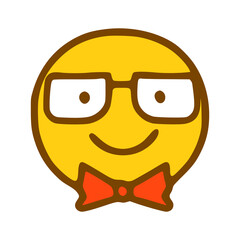 smiley gentleman emoticon in hand drawn style