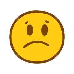 Sad face emoticon in hand drawn style