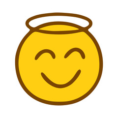 halo smiley emoticon in hand drawn style