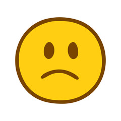 Sad face emoticon in hand drawn style
