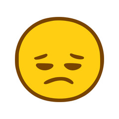 Fototapeta premium Sad face emoticon in hand drawn style
