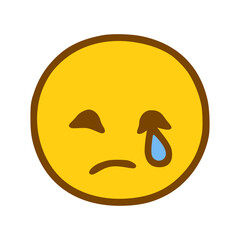 Sad face emoticon in hand drawn style