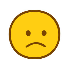 Sad face emoticon in hand drawn style