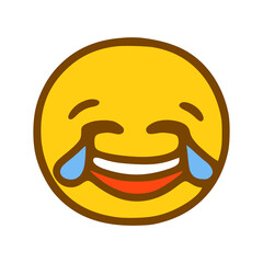 laughing to tears emoticon in hand drawn style
