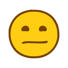 Fototapeta premium Sad face emoticon in hand drawn style