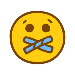 closed mouth emoticon in hand drawn style