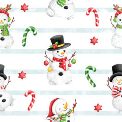 Christmas Winter Snowman seamless pattern