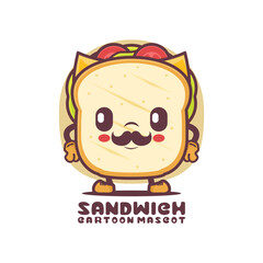 sandwich cartoon mascot. food vector illustration