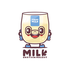 milk cartoon mascot. drink vector illustration