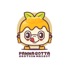 panna cotta cartoon mascot. italian food vector illustration