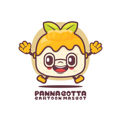 panna cotta cartoon mascot. italian food vector illustration