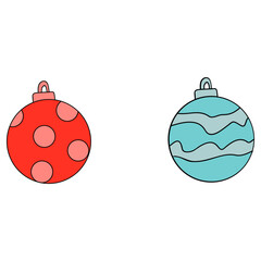 Christmas toy balls illustration. Hand-drawn illustration. 