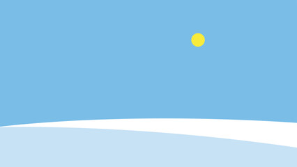 Snowy meadow on a sunny day, illustration, vector