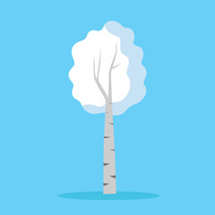 Snow-covered birch, illustration, vector