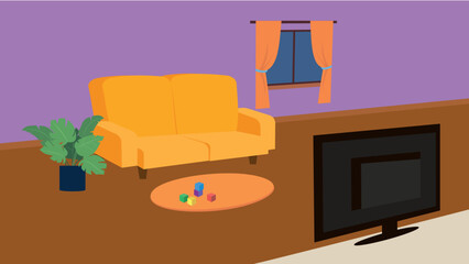 Living room interior, illustrations, vector