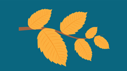 Autumn twig with yellow leaves, illustration