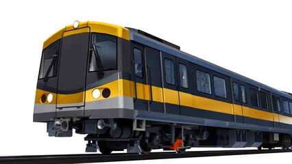 Naklejka premium 3d model of a subway train on a white isolated background. 3d rendering