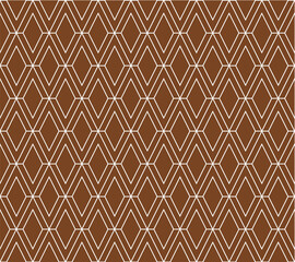 Brown v alphabet letter repeating pattern background vector. Diamond fabric, rhombus, thin diagonal lines, valentine card, wall ceramic tiles, zigzag chevron seamless pattern.