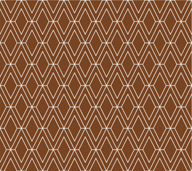 Brown v alphabet letter repeating pattern background vector. Diamond fabric, rhombus, thin diagonal lines, valentine card, wall ceramic tiles, zigzag chevron seamless pattern.