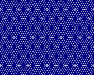 Navy blue v alphabet letter repeating pattern background vector. Diamond fabric, rhombus, thin diagonal lines, valentine card, wall ceramic tiles, zigzag chevron seamless pattern.