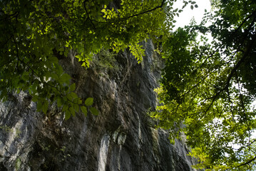 Rocce lungo il sentiero di montagna nelle Marche