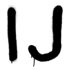 Black spray graffiti letters ''I'', ''J''. Part 5