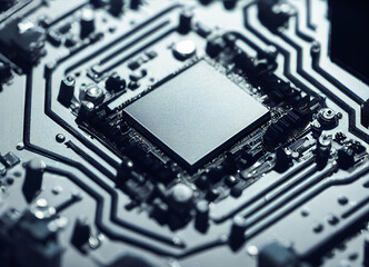 Fototapeta premium processor in computer close up. PC components. Technology illustration. 3d image
