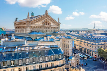 Palais Garnier, the opera house in Paris viewed from the roofs